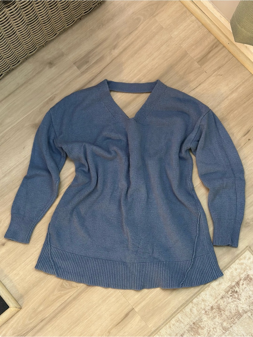 Poof New York Blue Lace Up Knit Sweater Small Y2K